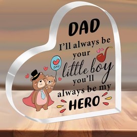 SMARGO Dad Gifts from Son Heart-Shaped Acrylic Plaque Gifts for Dad Birthday Christmas Father's Day Gift for Dad