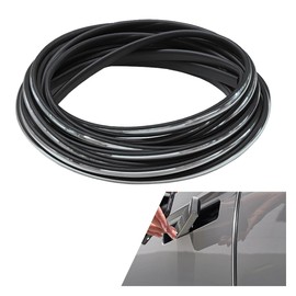 16FT/5M Car Door Edge Guards - U Shape Electroplated Glossy Rubber Door Edge Trim Seal Protector - Self-Adhesion Car Scratch Protection Guards for Sharp Edge, Doors, Sheet Metal (Silver)