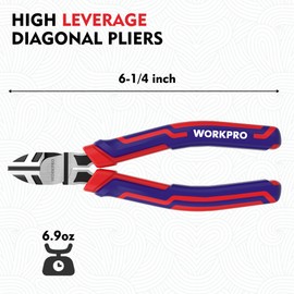 WORKPRO 6” Wire Cutters Heavy Duty CRV Steel, Diagonal Pliers for Cutting Wires Craft, Comfort Grip Handle