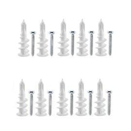 SAMCOS Gypsum Board Anchor for Walls 32mm Expansion Tube Drywall and Hollow Wall Anchors Assortment Kit Phillips Screws Anchors Screw Remodeling Thing Wall Plastic Anchors (White, 10)