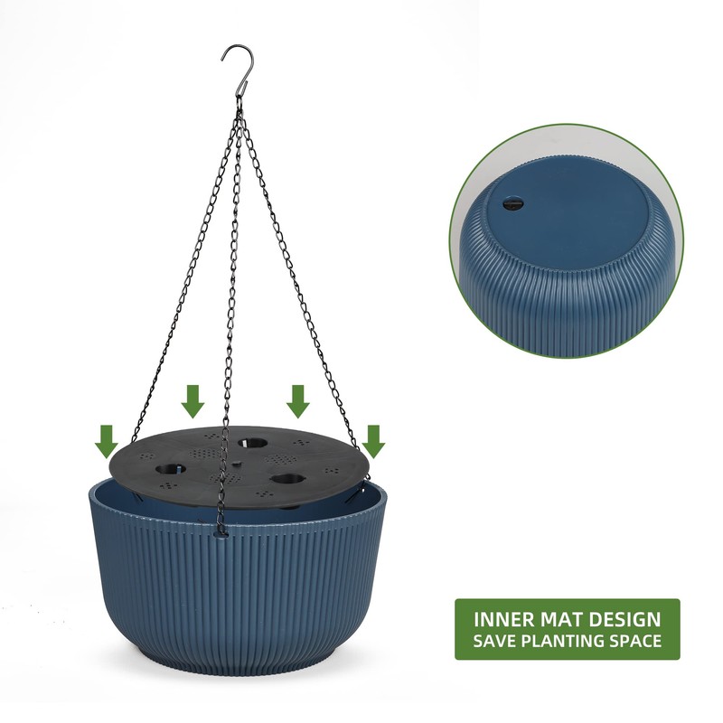 Dexceder 11.2 Inch Self Watering Hanging Planters Indoor Outdoor, Thickened