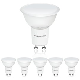 SUN POLARIS GU10 LED Bulbs, Warm White 2700K, 4W 320lm, 25W Halogen Spotlight Bulb Equivalent, Energy Saving Spot Lightbulbs, 100° Wide Beam, Non-dimmable, Pack of 6