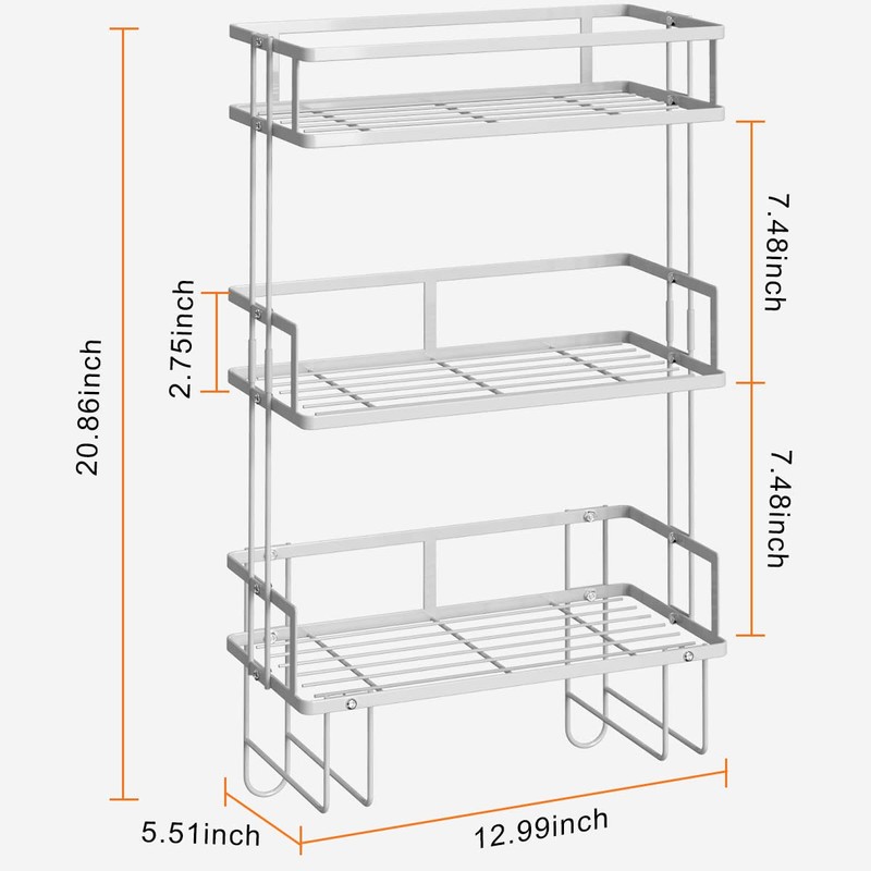 FLOLXNB Over The Toilet Storage,3-Tier Bathroom Organizer Shelves with Paper
