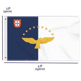 3×5 FT Azores Flag, Large 100D Portugal Azorean Outdoor Banner,Doube Side Printing Decor For Patio Garden With Brass Gromment