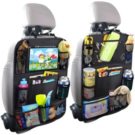 Giococo 2 PCS Backseat Car Organizer for Kid With Clear 10" Tablet Holder And 10 Storage Pockets, Seat Back Protector for Kids, Car Organizer Back Seat for Kids Family Road Trip Essentials Travel