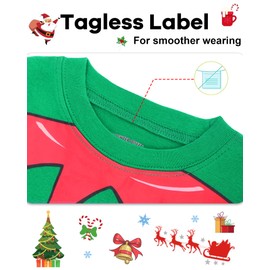 DAUGHTER QUEEN Boys Christmas Elf Pajamas Size 7 Striped Pjs for Kids 7t 100% Cotton Pj Sets Child Sleepwear Jammies Girls Xmas Clothes Medium, 6-7 Years Old, Green