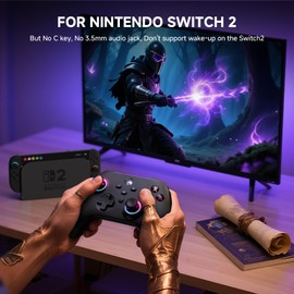 ECHTPower Switch 2 Controller, 2025 Wireless Controller with RGB/Macro/Shift/Turbo/Vibration, 1000mAh Bluetooth Controller Compatible with Switch/Switch 2/PC/Adroid/iOS