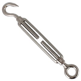 BOOTSTEILE BRAUER Pack of 2 Turnbuckles Eye Hook M8 x 195 mm Stainless Steel A4 Similar to DIN 1480