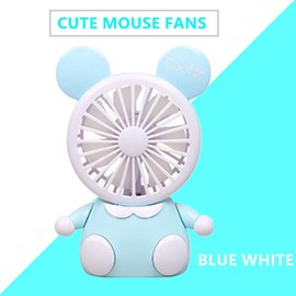 Cute Mouse Mini Fan, Handheld & Desk Portable Fan Battery Rechargeable with Colorful LED Light, Small Table Personal USB Fan, 1 Speed, for Indoor, Outdoor and Travelling