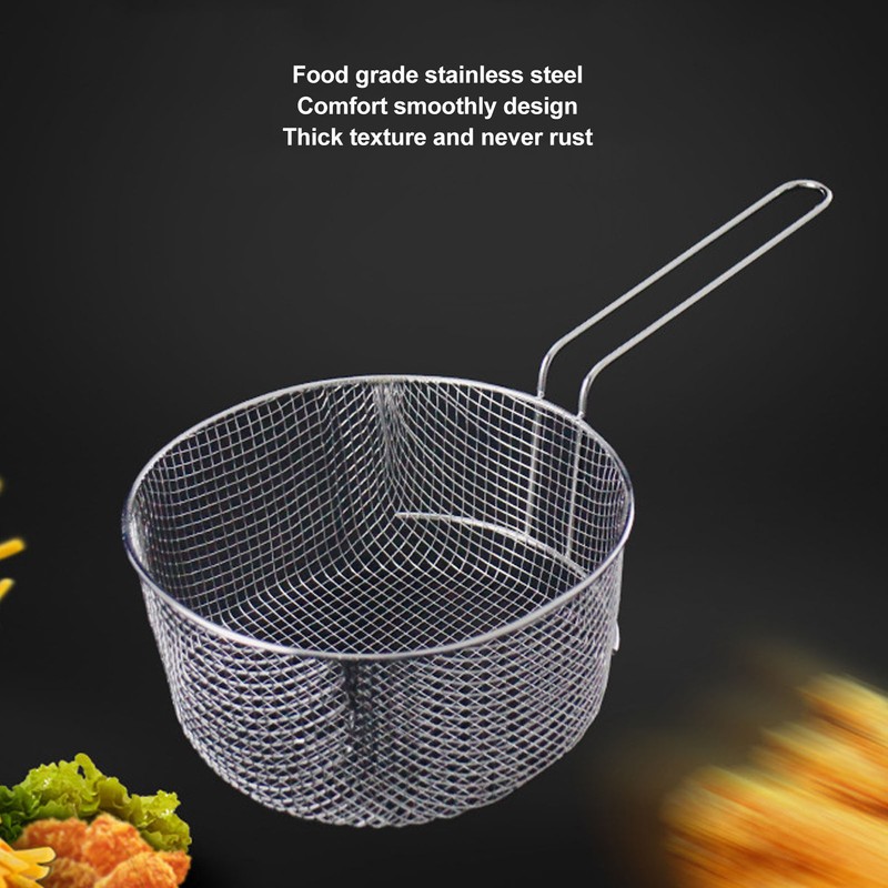 Frying Basket Stainless Steel Long Handle Reusable Rust Resistant Fry