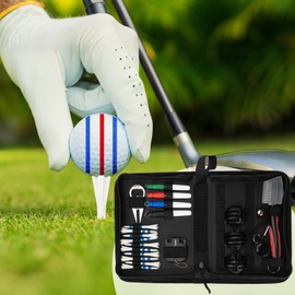 Men Golf Accessories Set & Carrying Case,Includes Golf Ball Pens, Score Counter, Ball Markers, Towel, Tees, Club Brush, Ideal Golf Gifts for Men, Dad, Tournament Prizes & Beginners