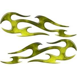 Real Fire Yellow Tribal Motorcycle Side Cover, Tank or Helmet Custom Digitally Airbrushed Flames - 2.5" h x 8" w