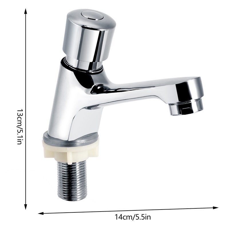Public Ktchen Bathroom Chrome Plated Self Closing Water Saving Time