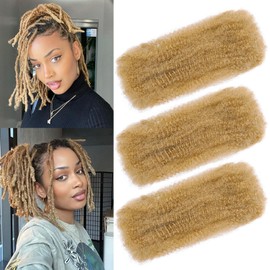 Afro Kinkys Bulk Hair for Dreadlock Extensions 3 Bundles 90g Micro Twist Repair Locs Braiding Crochet Hair Synthetic Afro Kinky Curly Braiding Hair for Black Women and Man (27#, 14inch)