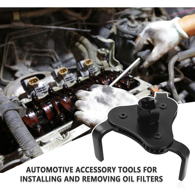 carleef Adjustable Oil Filter Wrench Tool,3 Jaw 2 Way Oil