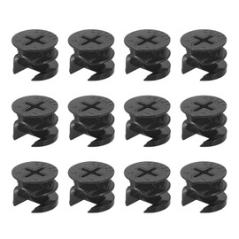 HARFINGTON Cam Lock Nut for Furniture, 12pcs 15x12mm Joint Connector Locking Nuts Furniture Connecting Cam Fittings, Black