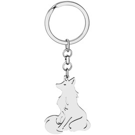 RAIDIN Stainless Steel 18k Gold Silver Plated Fox Keychains Keyring for Women Girls Gifts Charms Keychains for Car Purse Keys Accessories (Silver-051)