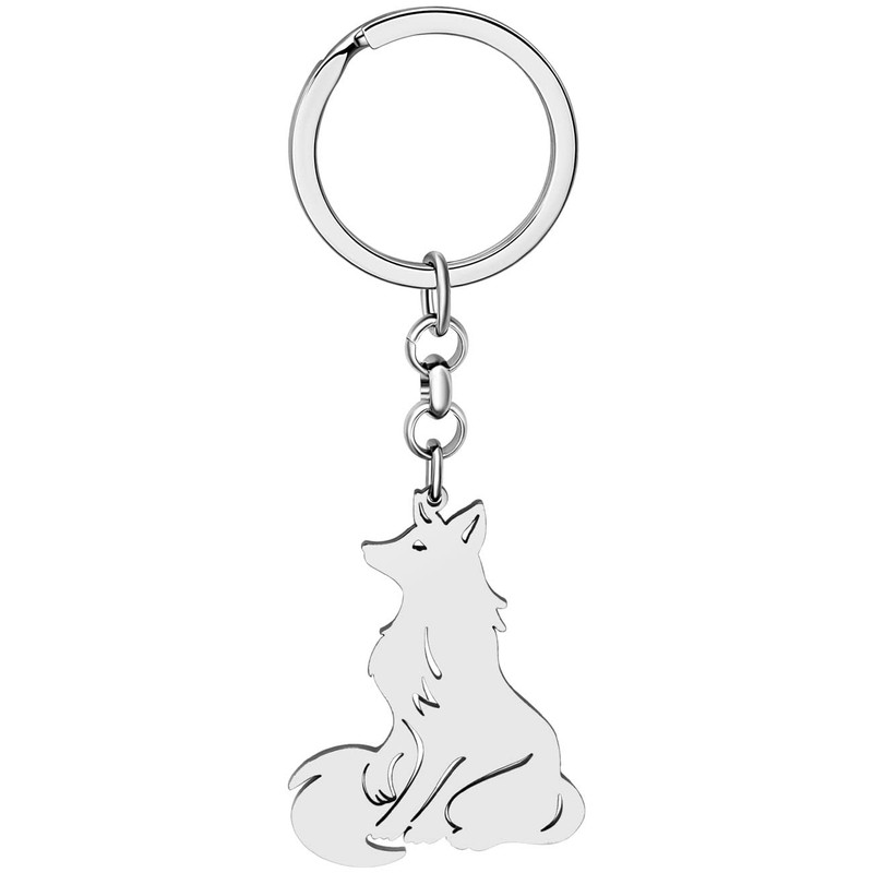 RAIDIN Stainless Steel 18k Gold Silver Plated Fox Keychains Keyring