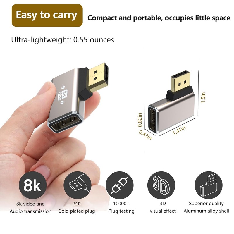 HLLYLL DisplayPort Adapter Set of 2 - 8K @ 60Hz