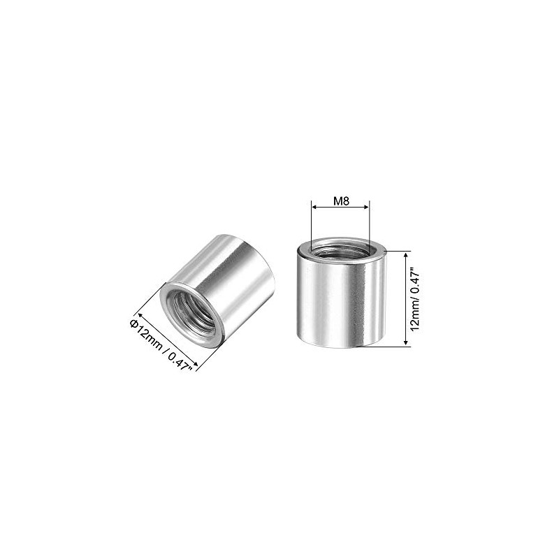 sourcing map Round Welding Nuts M8 x 12 mm x