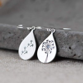 BUUKAAI Nature-Inspired Dandelion Drop Earrings Dandelion Jewellery Sterling Silver,925 Sterling Silver Earrings Jewelry Gifts for Mom Lover Women Ladies Girls