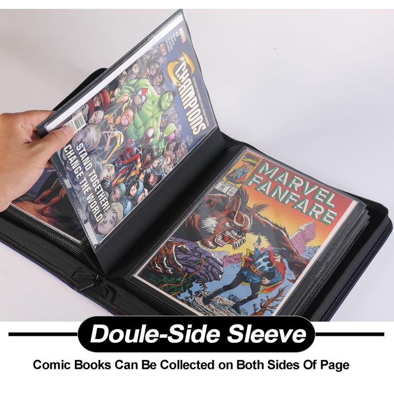 D DACCKIT Comic Binder，Comic Book Album with Sleeves Fits Regular