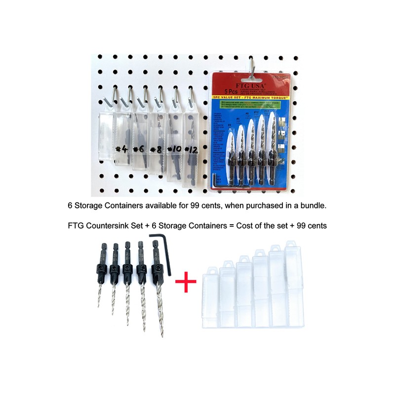 FTG USA Countersink Drill Bit Set 5 Pc #4#6#8#10#12 Tapered
