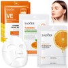 Vitamin C Gel Maske,Kurkuma-Vitamin-C-Ton-Maske,Vitamin C Tuchmaske,Vitamin-C-Maske,Glättet und Hydratisiert mit Glow-Effekt,