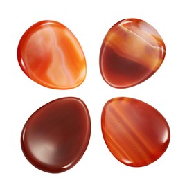 Nupuyai Pack of 4 Thumb Worry Stone, Natural Healing Reiki Crystal Pocket Palm Stones for Stress Relief, Waterdrop Shape