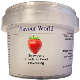Flavour World Professional Powdered Food Flavouring 40g or 80g tubs with small dosing spoon included (40g, Strawberry)