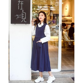 Premium Plus Size Apron Adjustable Waist Bib Apron, Soft Cotton Blend Apron with Pockets, Ideal for Kitchen, Garden, Baking, Relaxing, Also as a Gift for Your Mother or Wife, blue, L