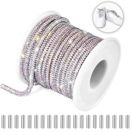 Locacrystal 10.94 Yards Rhinestone Round Shoe Laces With 36000pcs AAA 1.5mm Bling Rhinestones Suit for Sneakers Sweatpants Sneakers Hoodies Dress DIY Decorations with Aglets (Crystal AB，6rows)