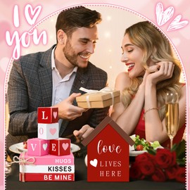 Yousoontic 15 Pcs Valentines Day Wooden Table Decor St. Patrick's Day Shamrock Decorations Valentine Irish Wooden Signs Hugs Kisses Be Mine Happy St. Patrick's Day Stacks for Home Table Tiered Tray