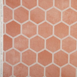 Kt KILOtela - Digital Printed Canvas Fabric, Half Panama Organic Cotton, Decoration, Upholstery, Cushions, Curtains, Bedspreads, Width 280 cm, Choice of Length 50 in 50 cm, Bohemia, Geometric, Pink