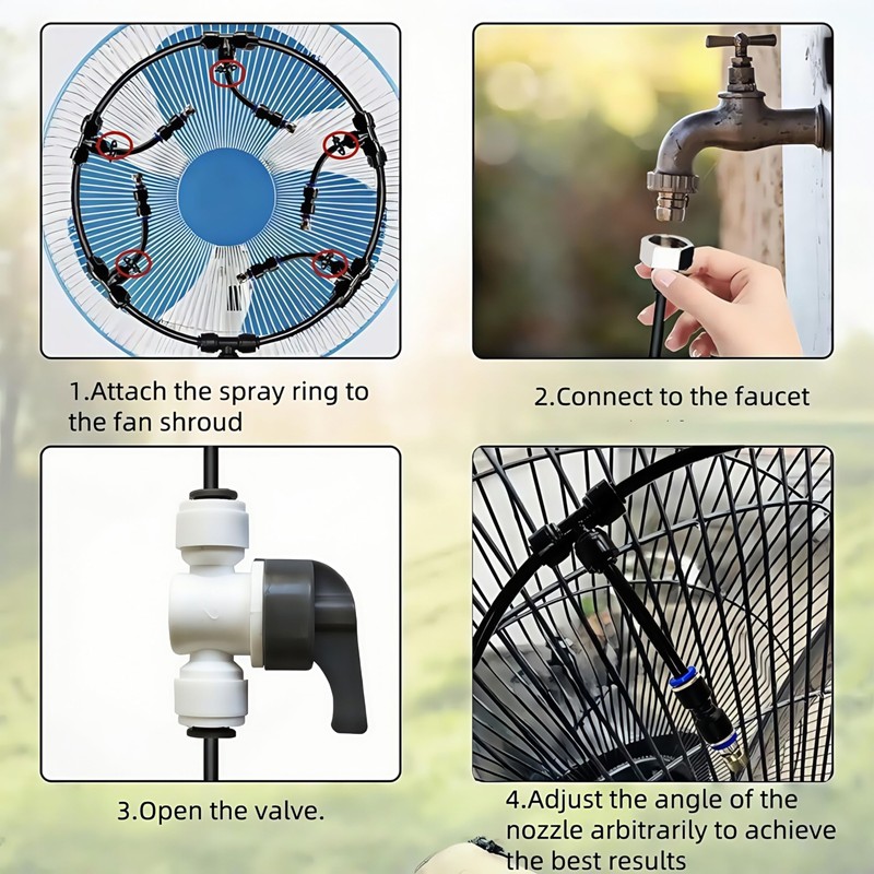 XDEMODA Fan Misting Kit, Fan Misters for Cooling Outdoor, Misters