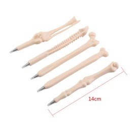 5 Pcs/Set Bones Shape Ballpoint Pens, 0.7mm Blue Ink Finger Pen, Novelty Bone Shape Nurse Doctor Pen School Office Hosptial Supplies Kids Gift