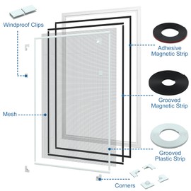 RELIANCER Fiberglass Magnetic Window Screen,DIY Adjustable 36''x55'' Window Mesh Screen,Auto Close Window Net Cover,Windows Screen Replacement kit,Anti Mosquito Windows Mesh Curtain Mesh Partition