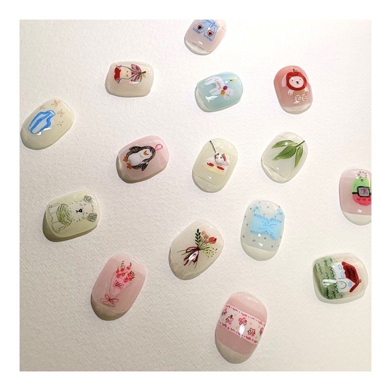 [Ar] Hello penguin handmade nail tip drawing nail art specialist