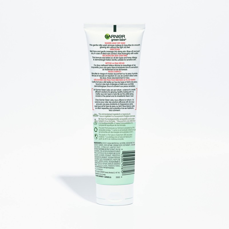 Garnier SkinActive Green Labs Hyalu-Melon Smoothing Milky Washable Cleanser with