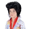 PARTY ZONE Deluxe Rockstar Costume Wig with White Jumpsuit, Black