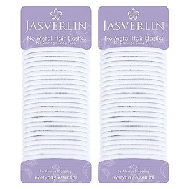 JASVERLIN Lazos gruesos blancos de 0.197 in, soportes grandes para cola de caballo, 48 unidades | Elásticos suaves para cola de caballo rizada gruesa,