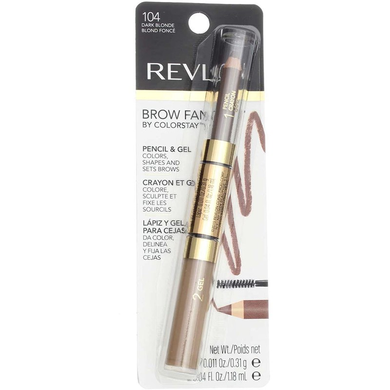 Revlon Brow Fantasy Pencil & Gel, Dark Blonde [104], 0.04