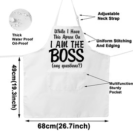MYSOMY Kitchen Boss Apron The Real Boss Apron While I Have This Apron On I Am The Boss Apron Boss Chef Gifts (TheBoss uk)