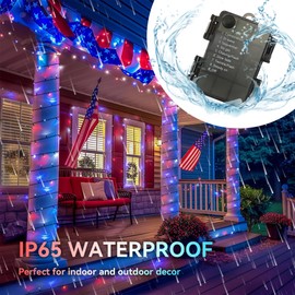 ITICdecor 4th of July Decorations 100 LED Red White and Blue Fairy String Lights, 33Ft String Lights Battery Operated Waterproof, 8 Modes Connectable Patriotic Lights for Home Yard Patio Party Decor