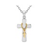 Sterling Silver Polished Double Cross Pendant Necklace with Chain