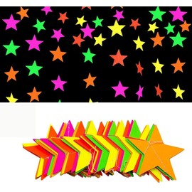 Black Light Neon Star Paper Garland Banner Hanging Decorations Glow-in-the-Dark (Star + Circle Dots)