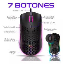 Ziyou Lang Mouse Gamer Alambrico Usb Profesional M6 Luz Led Rgb Transpirable 7 Botones 12000 Dpi