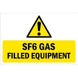 SF6 gas filled equipment, landscape safety sign - 1mm flexible Plastic sign (200mm x 150mm)