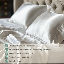 Eucalyptus Duvet Cover - Infused with Silver for Anti-Odor, Softer Than Silk Fibers, More Cooling Than Cotton - Perfect for Hot Sleepers & Sensitive Skin - 100% Tencel Lyocell - King/Cali-King