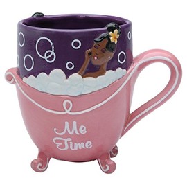 StealStreet SS-CG-62808 5" Me Time Printed Black Girl in Pink Bubble Bath Tub Mug